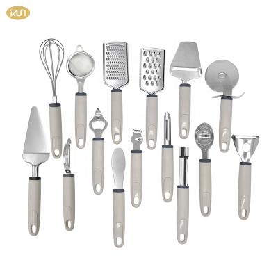 China Viable Most Selling Products Stainless Steel 15 Pcs Kitchen Accessories Tool Kit Kitchen Gadgets Set for sale