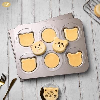 China 2021 Sustainable Fashion 6 Cavity Carbon Steel Mini Muffin Pan With Non-Stick Baking Tools for sale