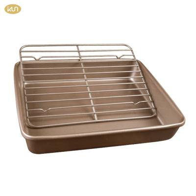 China Factory Direct Non-Sustainable Stick Carbon Steel Baking Tool Stainless Steel Baking Trays Cake Mold With Cooling Rack for sale