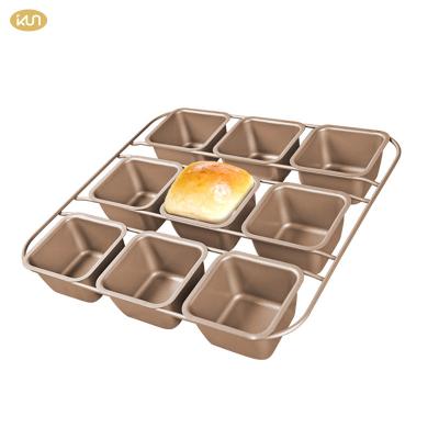 China 2021 Sustainable New Style 6 Cup Gold Stick Baking Dishes Non Baking Tools Bread Box Loaf Bread Pan for sale