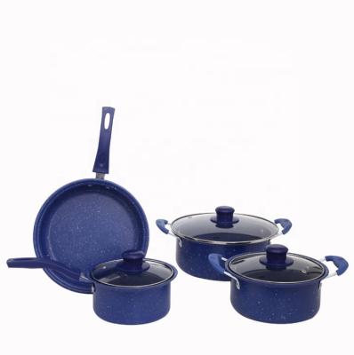 China Best Quality And Low Price 13 Pcs Kitchen Soup Stick Sustainable Iron Blue High Non Cooking Pot Set Cookware for sale