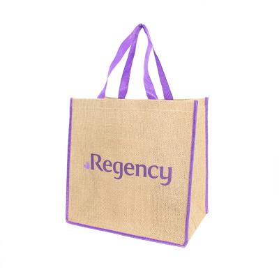 China Reusable Rectangle Jute Color Eco Friendly Wholesale Bags Shopping Jute Tote Bag for sale