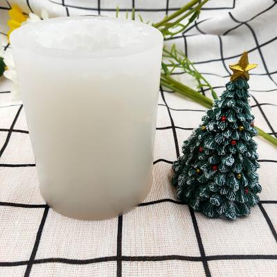 China Sustainable 3D Christmas Tree Fondant Cake Chocolate Decoration Supplies Handmade DIY Candle Silicone Molds for sale