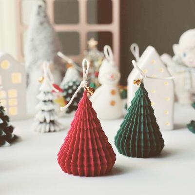 China Sustainable Creative Christmas Tree 3D Origami Models DIY Scented Candle Silicone Molds for sale