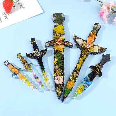 China DIY Disposable Resin Stick Different Shape 6 Sword Resin Dagger Atham Silicone Mold For Key Chain Decoration Cosplay for sale