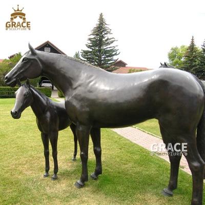 China Traditional Copper Bronze Statue Brass Horse Mother And Baby Sculpture for sale