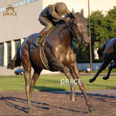 China Bronze Jockey Traditional Bronze Garden Decoration Statue Horse Horse Statue for sale