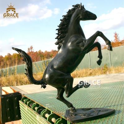 China Traditional Outdoor Garden Statue Brass Bronze Cavalino Jumping Horse Sculpture for sale