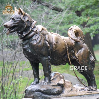 China Traditional Garden Decoration Metal Dog Sculpt Husky Life Size Bronze Statue for sale