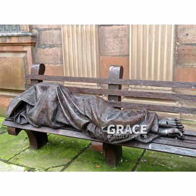 China Bronze Homeless Jesus Europe Catholic Church Sculpture Life Size Metal Statue for sale