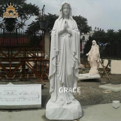 China Life Size Catholic Mother Mary Traditional Hand Carved Sculpture Marble Statue for sale