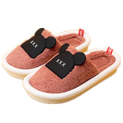 China Lady Bear Soft Cute Cartoon Logo Fashion Women Fluffy Slippers Fashion Trend Winter Custom Warm Fleece Home Indoor Shoes Dropshipping for sale