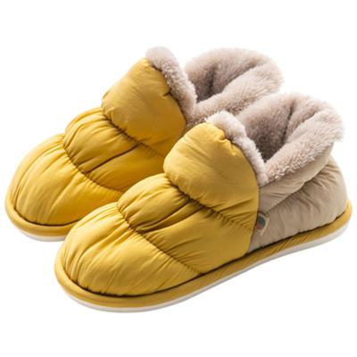 China 2021 Fashion Trend Dropshipping New Custom Logo Couples Warm Winter Slippers Women Waterproof Flat Plush Shoes Comfort Home Indoor Shoes for sale