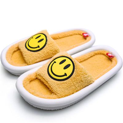 China Fashion Trend Slippers Dropshipping Plush Cute Soft Shoes Female Indoor Shoes Female Logo Couple Smiley Face Winter Warm Shoes for sale