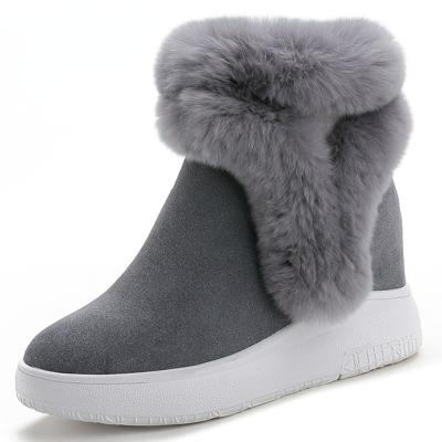 China Dropshipping Thermal 2021 Women Boots Snow Warm Genuine Leather Internal Platform Rabbit Fur Increase Non-slip Shoes for sale