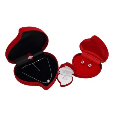 China Sweet Customized Small Red Heart Shape Wedding Gift Jewelry Box for sale