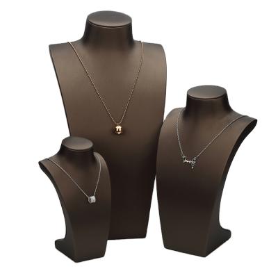 China Custom leather exhibition stand FACTORY SUPPLY PU necklace bust display stand for sale