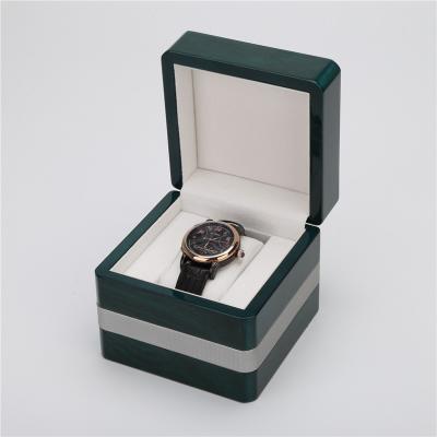 China Luxury Green Logo Wooden Watch Case Fashionable Gift Custom Wooden Packaging Box With Factory Wholesale Price for sale