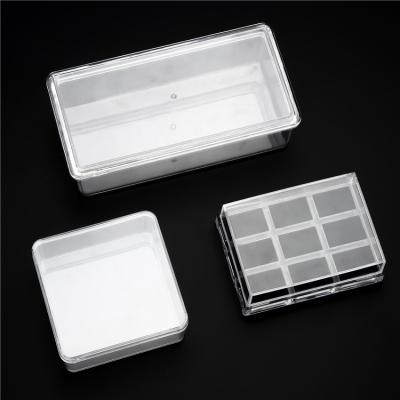 China Clear Plastic Private Label Jewelry Packaging Box 9 Grids Earrings Ring Display Plastic Box With Cover for sale