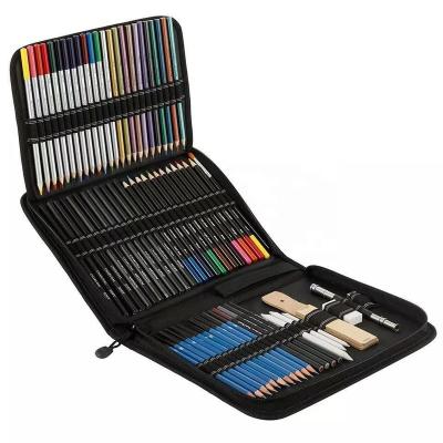 China Hot Selling Portable Case 72PCS Drawing Pencils Set Watercolor Kit Art Sets Metallic Oily for sale