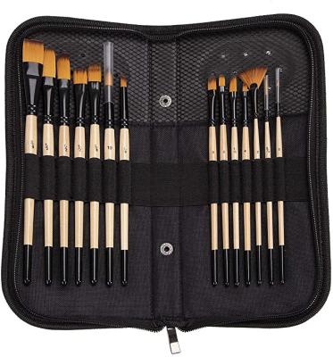 China 15 Piece Kit Includes 14 nylon craft and breathable zipper case for acrylic, oil and gouache watercolor painting for sale