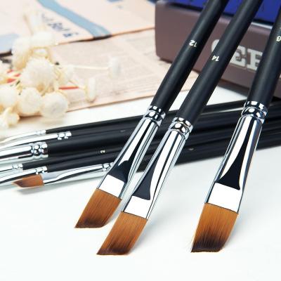 China 9PC Painting Brush Tilt Nylon Hair Long Handle Angled Paint Brush Art Artist Professional Painting Supplies for sale