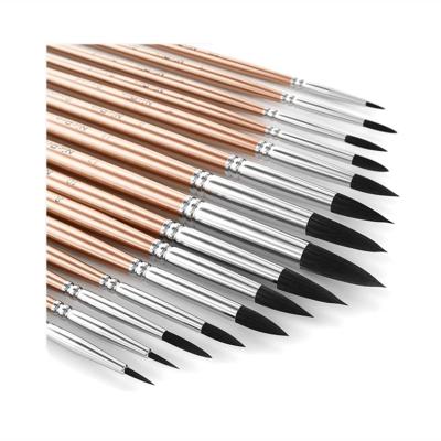 China Watercolor Paint 15 PCS Round Detail Paint Brushes Squirrel Bulk and Professional Synthetic Artist Painting Brush Set for Water Color Acr for sale