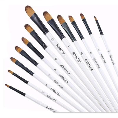 China Artist Brush 12 PCS Oil Painting Filbert Paint Brush Set for Artist Acrylic Professional Painting Oil Watercolor Gouache Kits for sale