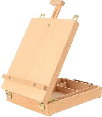 China Painting Easel Art Supplies Box Easel Sketchbox Paint Storage Box Adjust Table Top Wooden Easel Drawing and Sketching Student for sale