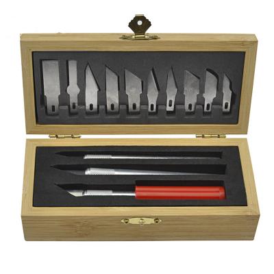 China Crafts Clay Sculpting Tools Set Hot Sale 3 Knives, 10 Blades, Carrying Case Three Styles With Matching Blades That Fit All Three Knives For Artist Students for sale