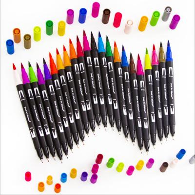 China Hot Selling Art Draing Painting Double Brush Art Maker Pen with School Stationery Set Adult Art Supplier PP Pack for sale