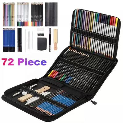 China Portable Case 72 Piece Kit Sketch Pencils and Colored Pencils Art Set, Ideal Gift for Beginners and Pro Artists Drawing Art for sale