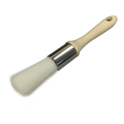 China Painting/Cleaning/Dusting Around Stainless Steel Ferrule Handle Wood Brush, White Synthetic Filament Brush for sale