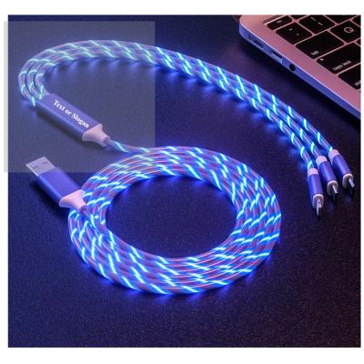 China 2.1A Fast Charging Hot Selling 2.1A LED Phone Magnetic Charging Cable 3 in 1 USB Data Cable for sale