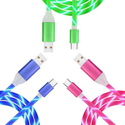 China Durable PVC Flowing Lighting 5V 2.1A USB-A Fast Charging Data Transmission In Micro USB Cable for sale