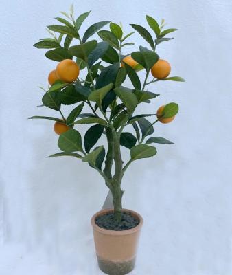 China Decorations.Gifts.For home table interior decoration plants artificial bonsai tangerine fruit tree potted for room decoration flower hotel party home wedding decor set pot for sale