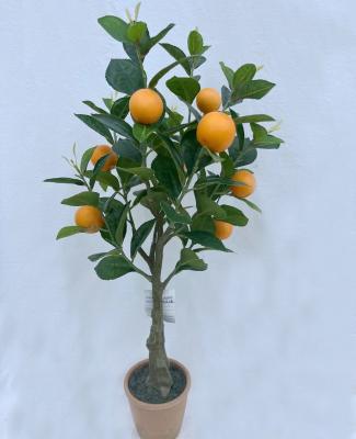 China Decorations.Gifts.For home table interior decoration plants artificial bonsai tangerine fruit tree potted for room decoration flower hotel party home wedding decor set pot for sale