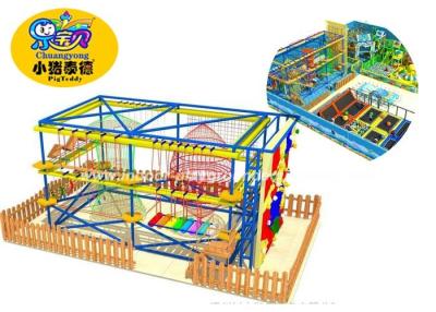 China Colorful Ninja Obstacle Course Equipment / Indoor Rope Courses Climbing Adventure Park for sale