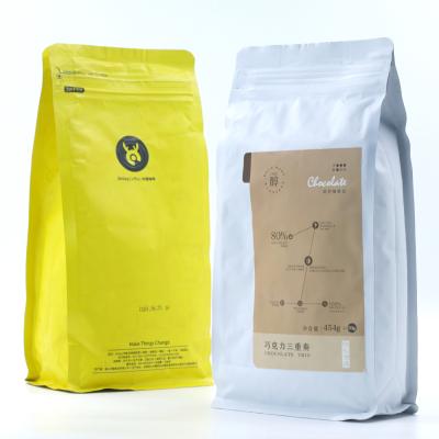 China Recyclable Custom Zipper Sealing Plastic Printing Packaging Coffee Bean Gusset Bags With Tea Valve And Window for sale