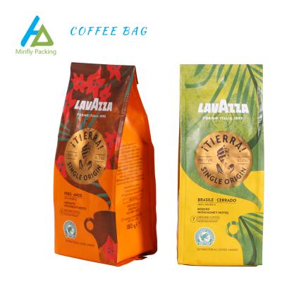 China Minfly 250g 500g Recyclable Recyclable Custom Zipper Coffee Tea Bean Gusset Side Seal Gusset Plastic Printing Packaging Bag With Valve for sale