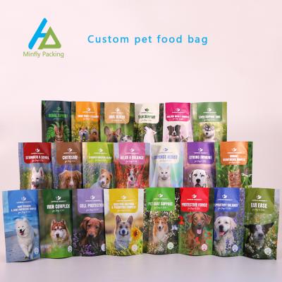 China Minfly Digital Printing Anti-Static Anti-Static Anti-Static Logo Stand Zipper Cat Dog Pet Food Packaging Bag Custom Plastic Smell Proof Reusable Laminated Mylar for sale