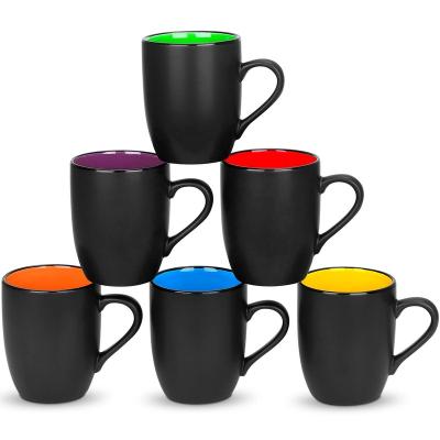 China HONESTREE Promotion 16oz Matte Black Porcelain Large Ceramic Restaurant Drinking Mug Mug for sale