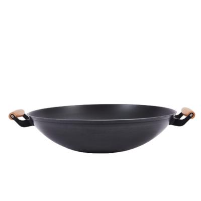 China Professional Limited Time Supply Wok Stove Non Stick Chinese Wok Flat Cast Iron Wok for sale