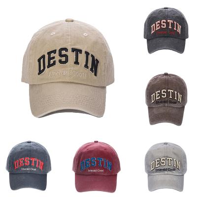 China Vintage COMMON Retro Cotton Adjustable Distressed Baseball Cap With Embroidery 6 Panel Main Sports Hat , Fitted Baseball Caps for sale