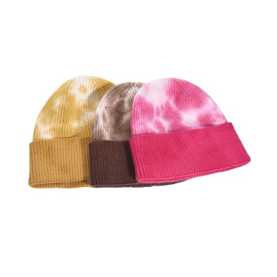 China COMMON Logo Fashion Color Skullcap Beanie Custom Winter Knit Tie Dye Hats for sale