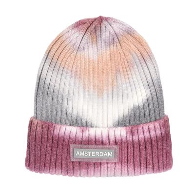 China JOINT Warm Fashion Knit Knitted Ski Winter Tie Dye Hats For Adults And Kids for sale