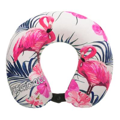 China Anti-static Customized Flamingo Printing Memory Foam Ergonomic U-shaped Pillow Multifunctional U-Shaped Pillow for sale