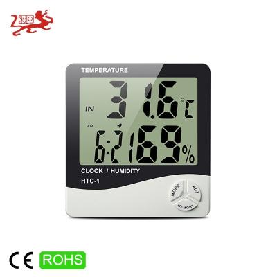 China Eco-friendly Indoor Clock Function Portable Hygrometer Thermometer Calendar Display Thermometer for sale