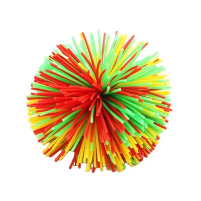 China Multi Color Silicone Pom Ball Fluffy Juggling Bouncing Koosh Silicone Rainbow Strain Koosh Ball Toy Flybear Toys for sale