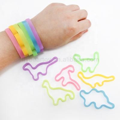 China Children's toys creative multicolor glow in the dark cartoon silicone shaped rubber bands wide elastic animal bracelet shape animal rubbe for sale